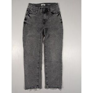 Kensie Jeans Vintage Luxe The Ella High Rise Straight Acid Wash Grey Denim 26